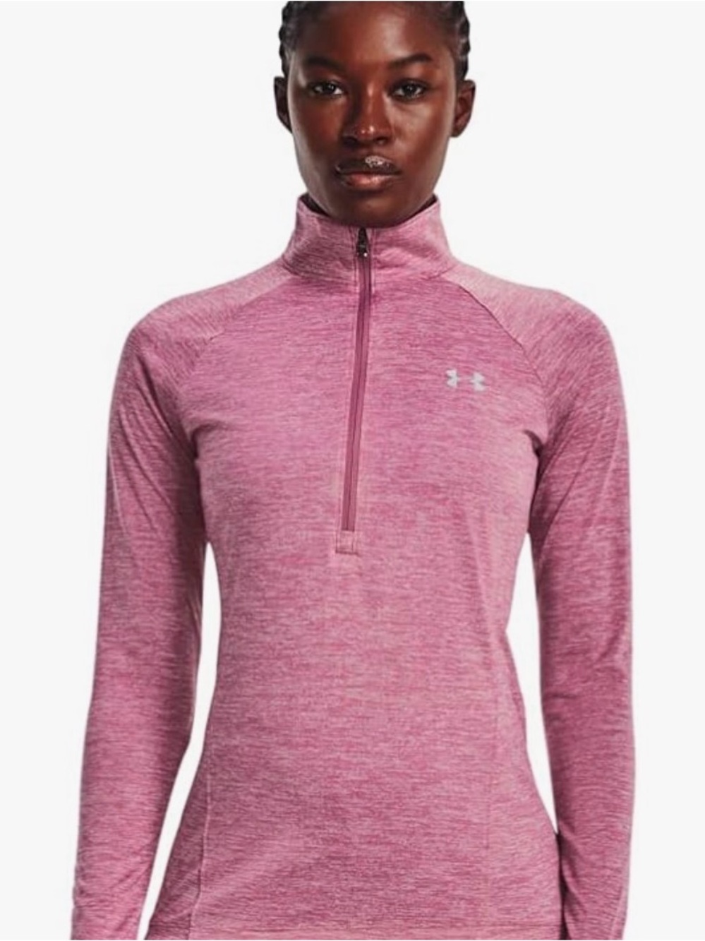 Under Armour Women's Heathered Pink Quarter-Zip Pullover